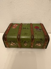 Macfarlane Lang green cabin travel trunk biscuit tin advertising good condition