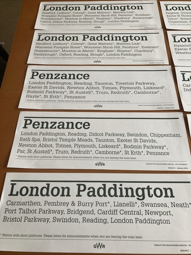 Gwr carriage window - 9x, labels