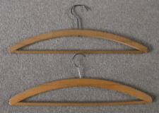 2x vintage solid wooden suit/coat and trouser hangers with rotating metal hooks