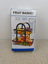 DODUOS 2 Tier Fruit Basket - Detachable Metal Fruit Holder, Countertop Snack