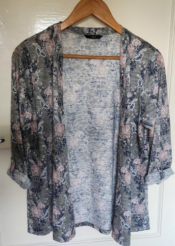 Pink grey floral - m, kimono