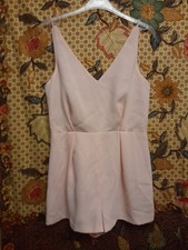 Pink With Black Lace Strappy Shorts Playsuit, Topshop Size 10