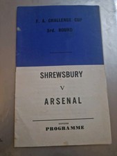 1967/68 Shrewsbury Town V Arsenal  FA Cup  3rd Round Pirate Programme