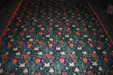 William Morris Sanderson "Compton" bedspread blue +pink trim Arts & Crafts