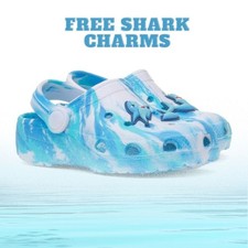 Boys Clogs Blue Shark Slip On