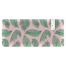 Pink Leaf Reusable Plastic Rectangle Picnic Serving Plate 37.5cm