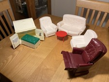 Job Lot Vintage Sindy Furniture- Bureau, 3 Piece Suite, Reclining Chair