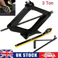3 Ton Scissor Jack Car Van Wind Up Tyre Lift Chrome Crank Handle Emergency Tool