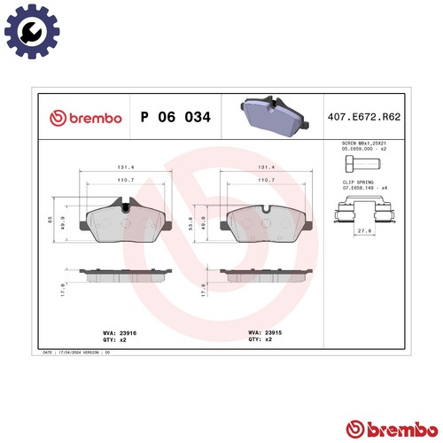Brake pad set - pad, 06