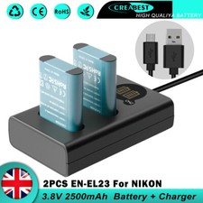 2× 2500mAh EN-EL23 Battery +