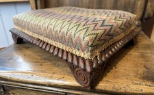 Early 20th Century Small Mahogany Needlework Footstool