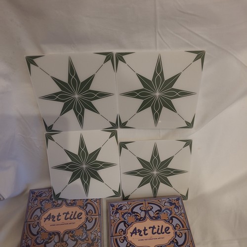 12pcs green and white - 12pcs, tile