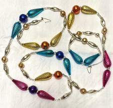 Vintage 1950s Mercury Glass Bead Christmas Garland  68" (173 cm)  Japan