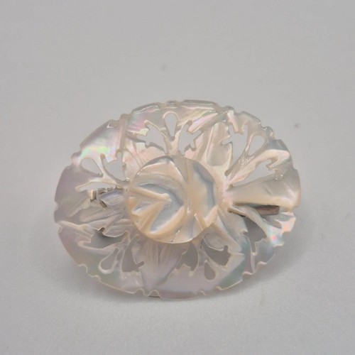 Carved mother pearl - mother, brooch