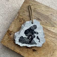 Northern Expressions DANO Carved Soapstone Eskimo Scene Wall Hanging Plaque