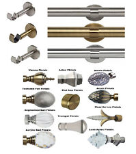 35mm EYELET METAL CURTAIN POLE WITH SINGLE IDC SUPPORTS & DESIGNER  END FINIALS