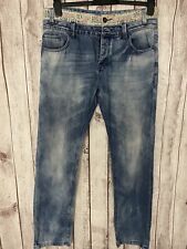 DESIGUAL Mens Graphic Straight Jeans W32 L34  Blue Polyester CF03