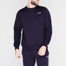 Slazenger Men Fleece Crew Neck Sweatshirt Jumper Sweater XS S M L XL 2XL 3XL 4XL