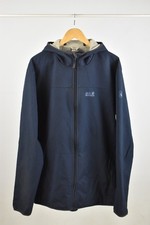 Jack Wolfskin Men's Jacket Size 50 3XL Navy Blue Hooded Showerproof Zip Up