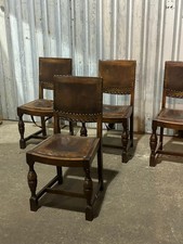 4 1930's oak & leather dining