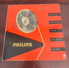 Vintage Philips Magnetic Tape Reel with Handwritten Catalog Page  1950-70s Audio