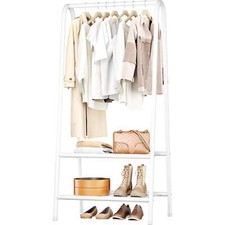 Metal Clothes Rail with 2 Shelves 62 Inch Sturdy Steel Pipe Storage Rack Joiscop