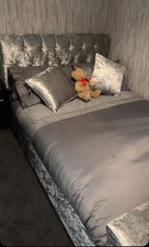 silver crushed velvet double bed