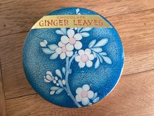 Sweet Vintage Small Floral Tin Chocolate Ginger Leaves Original Guarantee Inside