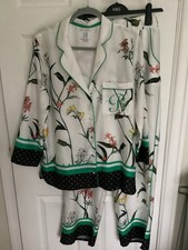 Ted Baker B Ivory Floral Mix Pyjamas Set Satin look Size 14LONG. 