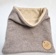 Handmade Pure cashmere Snood neckwarmer Reversible Beige  Cream 020