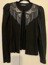 Autograph M&S Black Embellished Sequin Bead Chain  Cardigan Size 10 BNWT