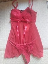 La Senza Size 12 Set Of 2 In Sheer Redand Lace Langerie