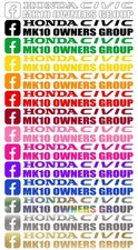 2x H O N D A Civic MK10 Owners Group Facebook Decal 20cm x 2.5cm