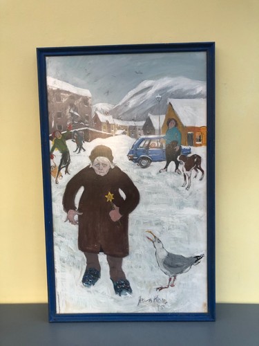 Original oil painting - oil, snowy