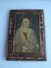 Vintage altes Holz - Bild Santa Chiara / heilige Klara von Assisi