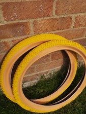 COLOURED STREET BMX TYRES YELLOWGUMWALL  20 X 2.125 LS214 (PAIR, SINGLE & TUBES)