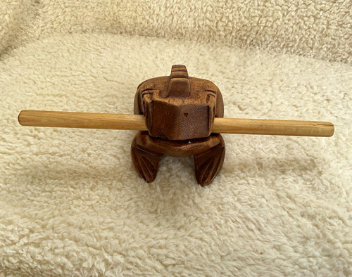 Hand carved wooden - frog, guiro