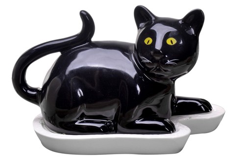 Black cat butter - dish, lid
