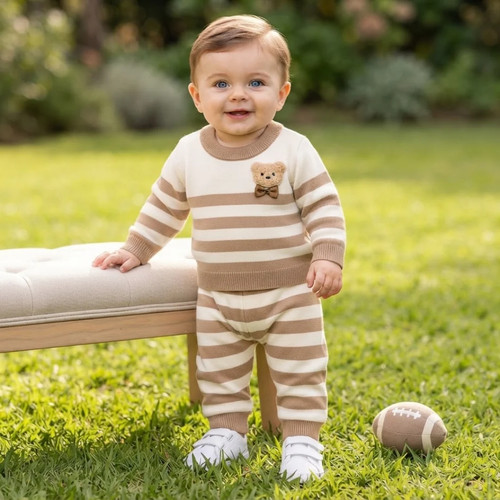 Baby boys brown teddy stripe - boys,