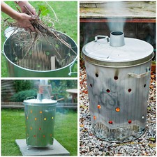 90L Galavanized Paper Waste Garden Burner Rubbish Fire Bin Incinerator Leaves 