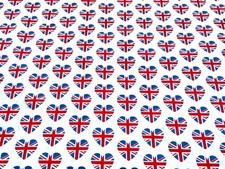 Union Jack Coronation HeartFabric POLYCOTTON Material  * Bunting * Celebration *