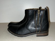 FLUID MEN'S BLACK LEATHER SIDE ZIP UP ANKLE BOOTS SHOES UK SIZE 9 EUR 43 BT216