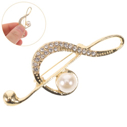 Crystal music note brooch - crystal,