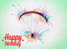 Happy birthday paraglider card - paraglider,