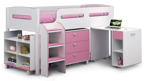 Pink cabin bed with - bed,