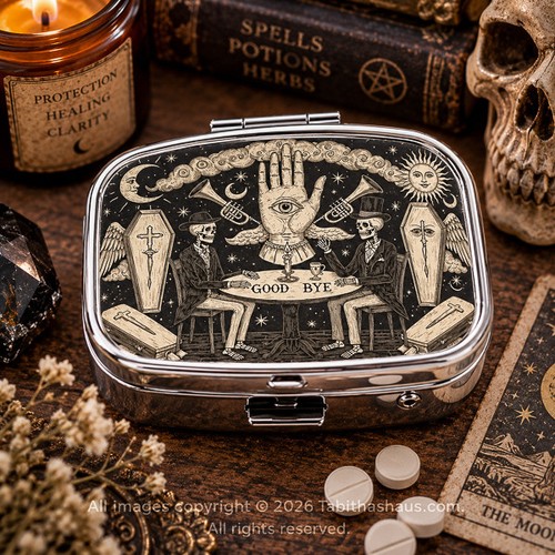 Gothic skeleton pill box - pill,