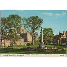 Postcard Hexham Abbey and War