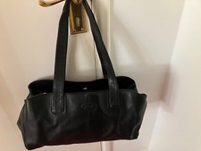 Jobis Black Leather 2 Handle Over Shoulder Medium Bag