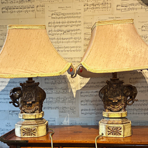 Pair elephant table lamps - pair,
