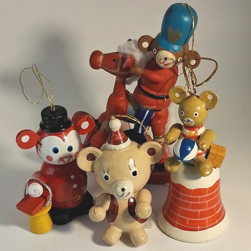 Vintage wooden bear christmas - wooden,